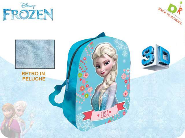 ZAINO IN PELUCHE CON FRONTALE IN 3D 31 CM FROZEN