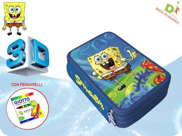 ASTUCCIO 3 ZIP SPONGEBOB GRAFICA 3D PENNARELLI GIOTTO