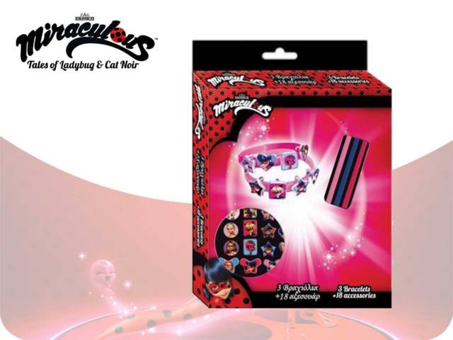 BRACCIALETTO 3PCS CON 18 ACCESSORI  MIRACULOUS
