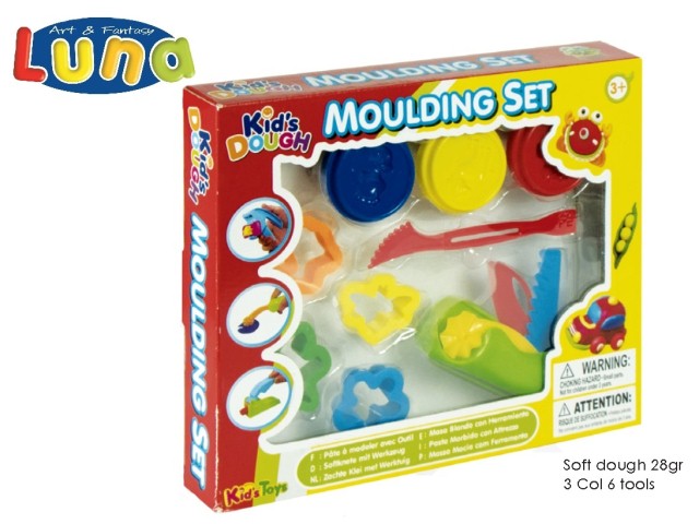 PLASTILINA 3 COLORI CON 6 STAMPI 28gr LUNA