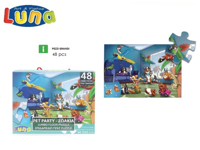 FLOOR PUZZLE 48PCS 90X60CM PETS  LUNA