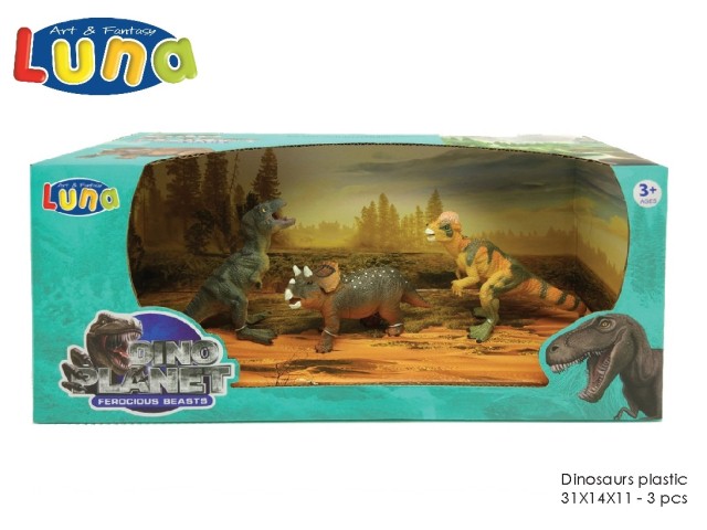 DINOSAURES 31X11X14CM 3PCS LUNA