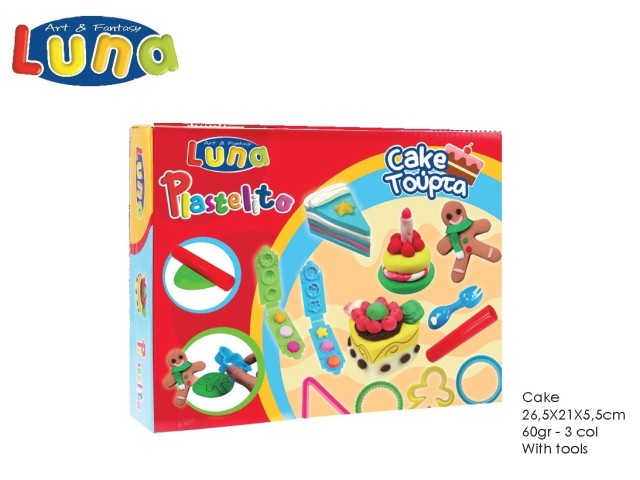 SOFT DOUGH CAKE 60gr ? 3 COLOURS WITH MOULDS LUNA