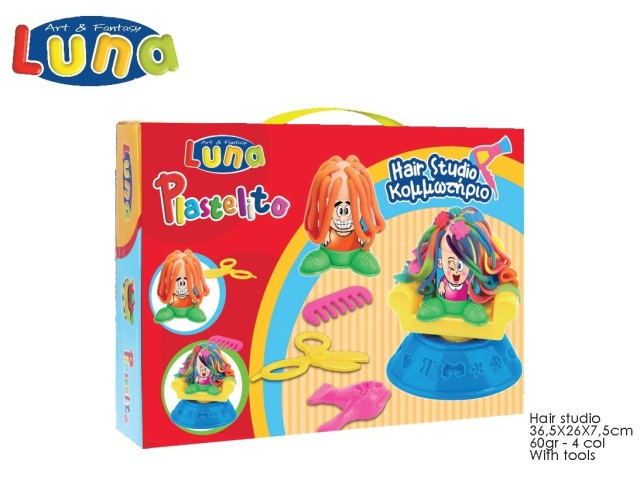 SOFT DOUGH HAIR STUDIO 60gr ? 4 COLOURS WITH MOULDS LUNA