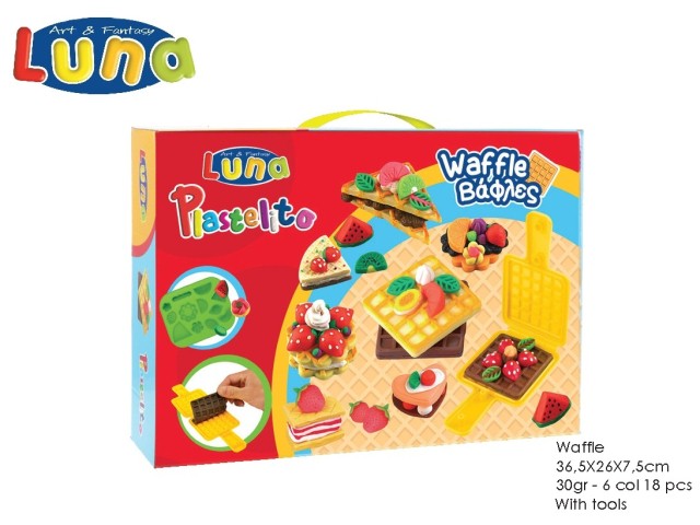 SOFT DOUGH HAIR WAFFLE 30gr ?18PCS , 6 COLOURS WITH MOULDS LUNA