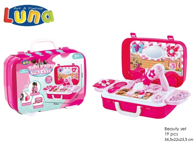 SET BEAUTY CASE 22,5X8X24,5CM 19PCS LUNA
