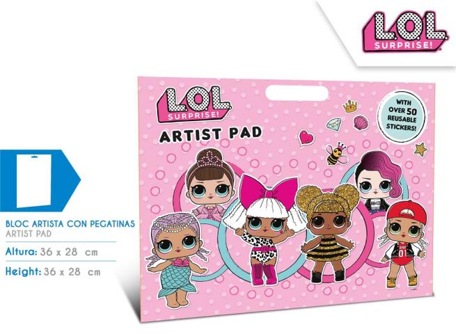 LIBRO ARTISTICO 36X28 CM + 50 STICKERS LOL SURPRISE