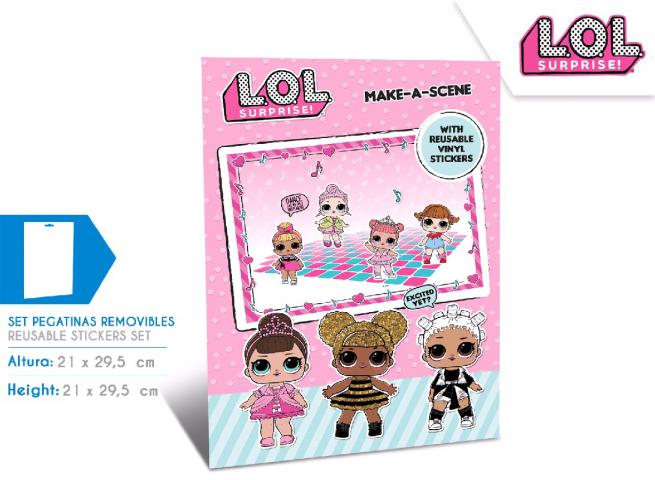 SET STICKER RIMOVIBILI E RIUTILIZZABILI 21X29.5 CM LOL SURPRISE