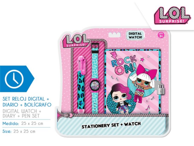 SET DIARIO + BOLIGRAFO + OROLOGIO DIGITALE LOL SURPRISE