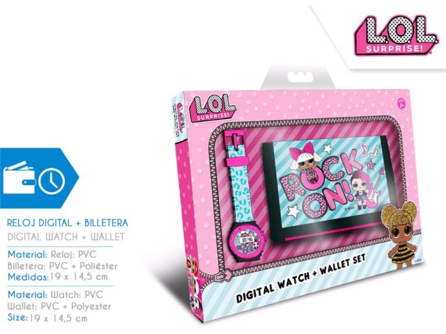 SET OROLOGIO DIGITALE + PORTAFOGLIO IN SCATOLA LOL SURPRISE