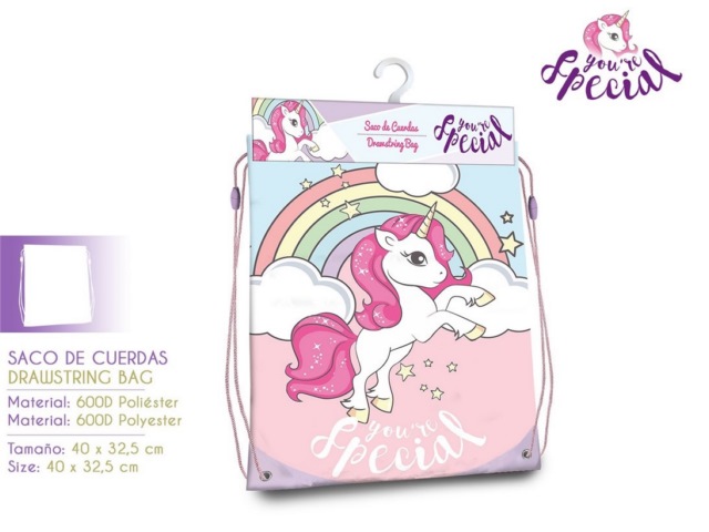 SACCA SPORT UNICORNO 40X33 CM 600D C/APPENDINO