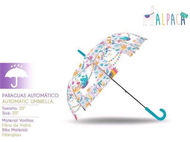 OMBRELLO 50 CM TRASPARENTE AUTO FIBRA DI VETRO ALPACA