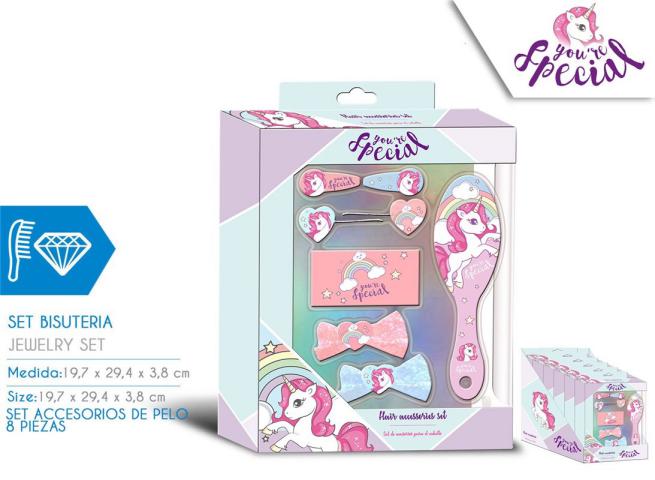 ACCESSORI CAPPELLI IN CONF. 8 PZ CON SPAZZOLA DISPLAY 6PZ UNICORNO