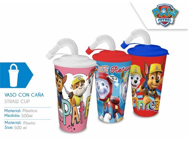 BICCHIERE CON CANNUCCIA PAW PATROL PH