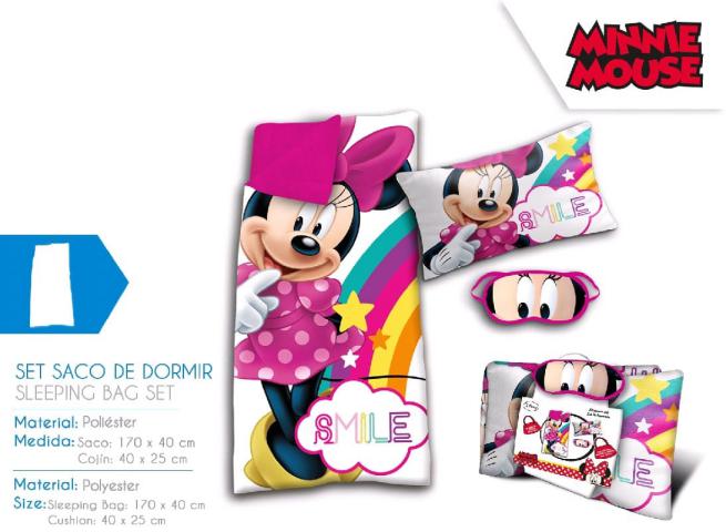 SET SACCO A PELO 170X40CM+CUSCINO 40X25CM+VISIERA OCCHI MINNIE