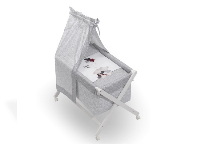 CULLA INCROCIO PIEGHEVOLE CON VELO BIANCA 55X90X72 CM CON TESSUTO 100% COTONE VOLAMOS BABY GREY