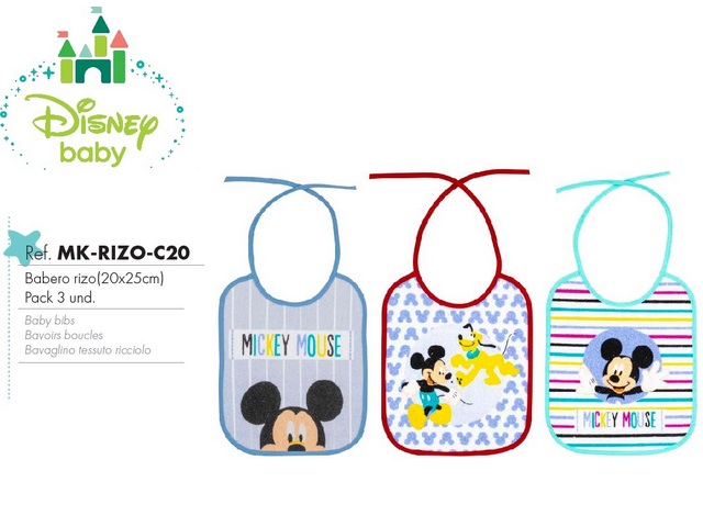 BAVAGLINO PLASTIFICATO IN SPUGNA CONF 3PZ 20X25 CM MICKEY