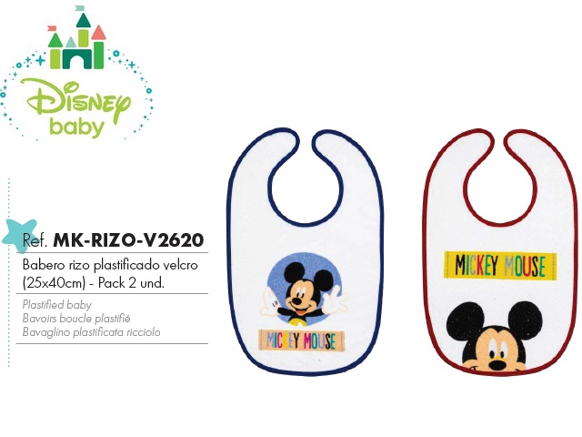 BAVAGLINO PLASTIFICATO IN SPUGNA CONF 2PZ 25X40 CM MINNIE