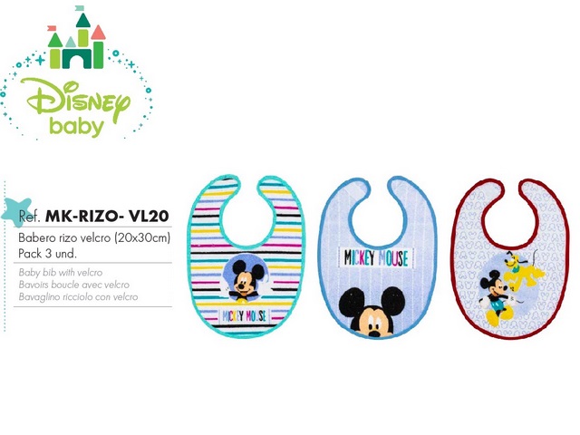 BAVAGLINO PLASTIFICATO IN SPUGNA CONF 3PZ 20X30 CM MICKEY