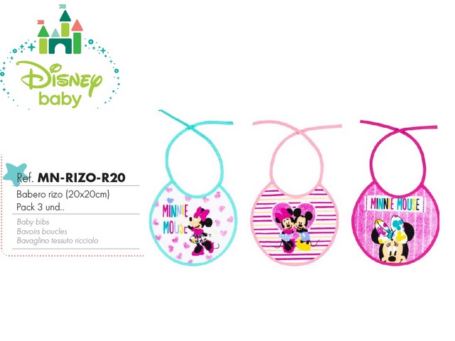 BAVAGLINO PLASTIFICATO IN SPUGNA CONF 3PZ 20X20 MINNIE