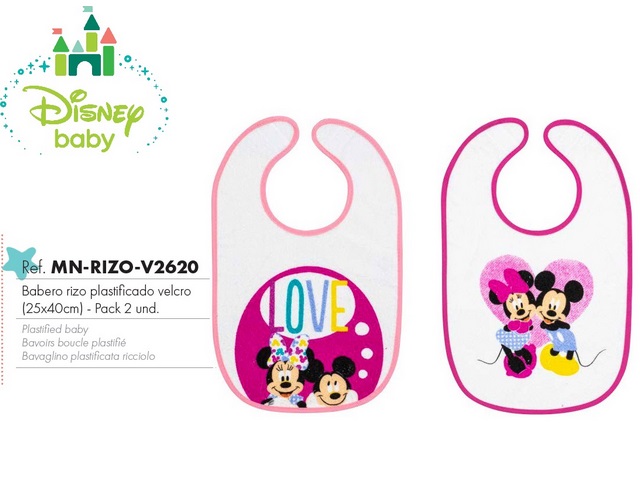 BAVAGLINO PLASTIFICATO IN SPUGNA CONF 2PZ 25X40 CM MINNIE