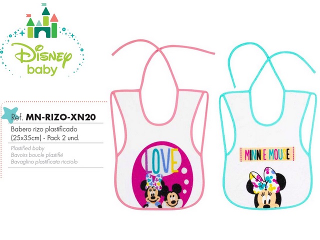 BAVAGLINO PLASTIFICATO IN SPUGNA CONF 2PZ 25X35 CM MINNIE