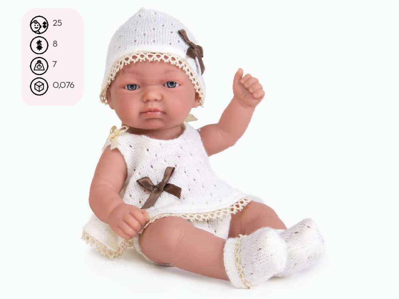 BAMBOLA  COTONE BEIGE  25 CM SCATOLA. SING.