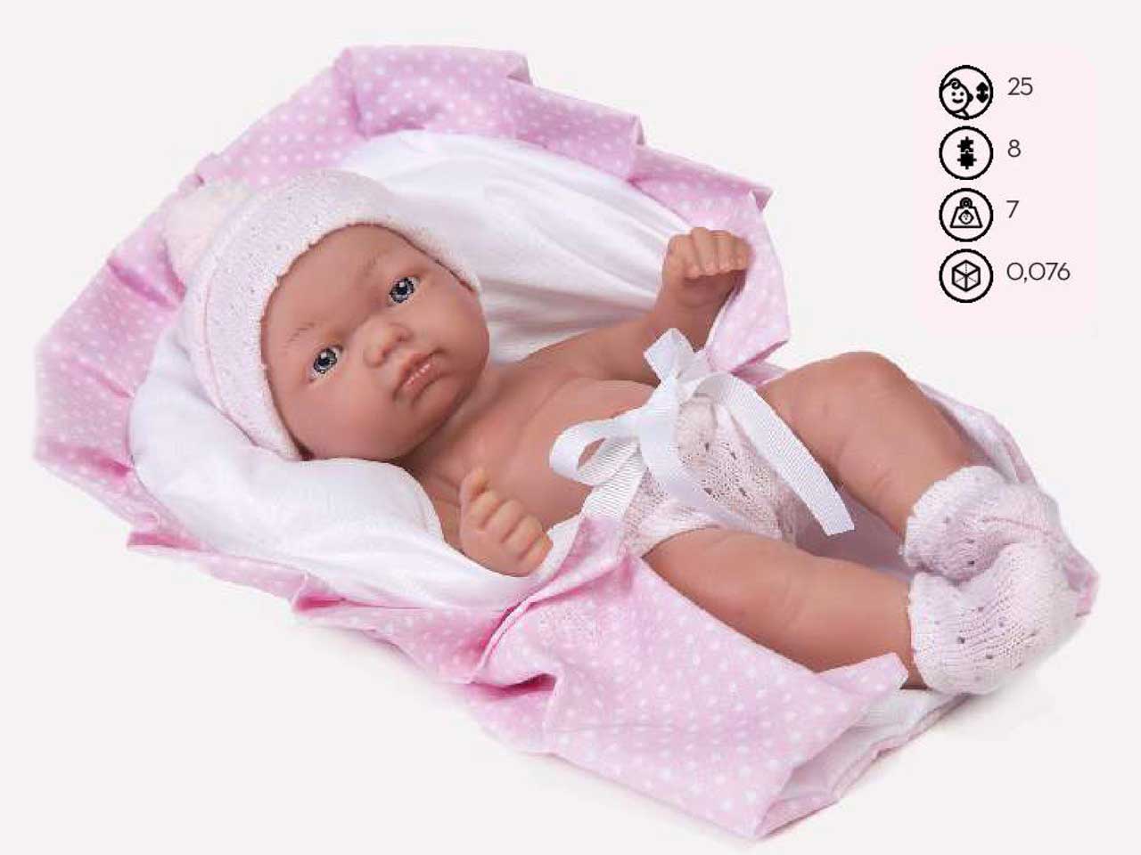 BAMBOLA CON PORT ENFANT ROSA 25 CM SCATOLA SINGOLA