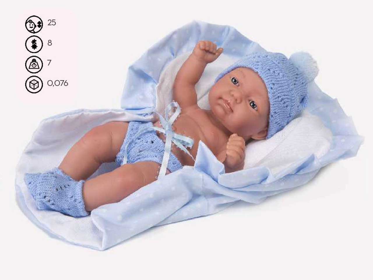 BAMBOLOTTO CON PORT ENFANT AZZURRA 25 CM SCATOLA SIN.