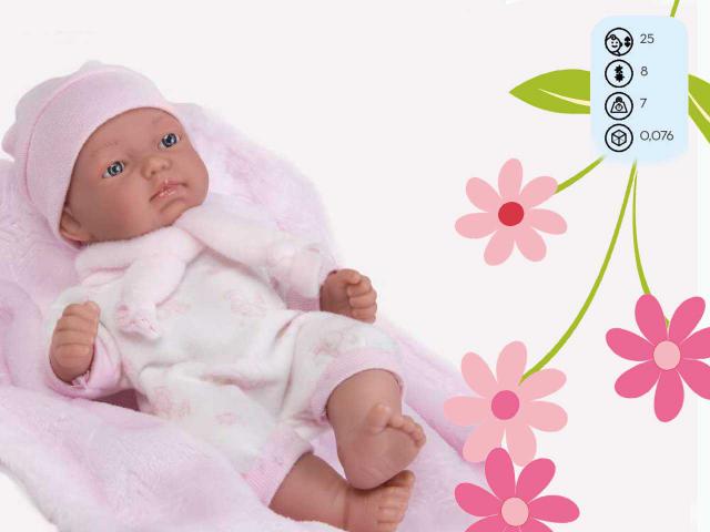 BAMBOLOTTO CON COPERTINA ROSA 25 CM.SCATOLA SING.