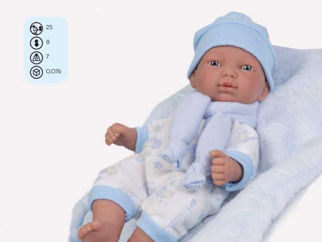 BAMBOLOTTO CON COPERTINA AZZURRA 25 CM SCATOLA SINGOLA