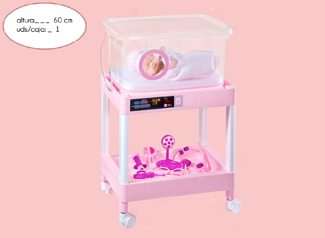BAMBOLOTTO NEONATA IN INCUBATRICE ROSA 25 CM SCATOLA SINGOLA