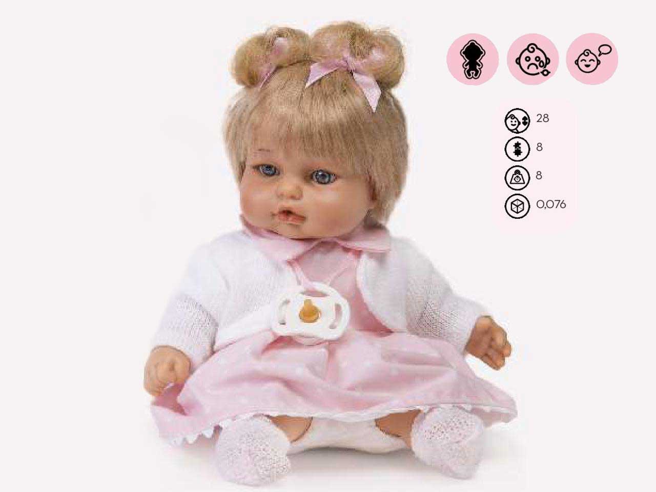 BAMBOLINA MORBIDA ROSA 28 CM C/VOCE SCATOLA SINGOLA