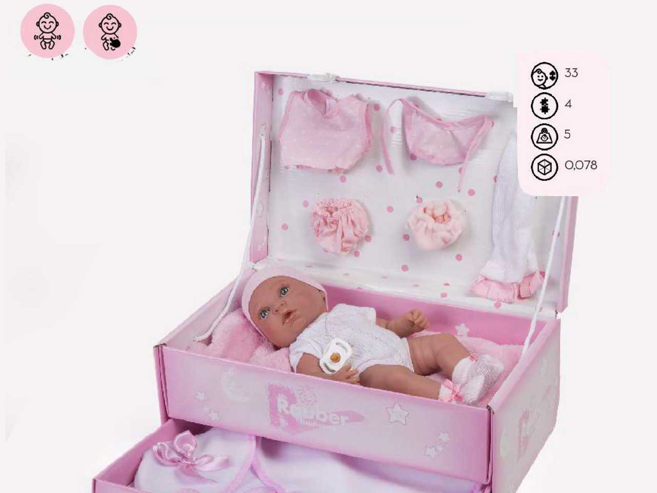 BAMBOLA CON BAULE E ACCESSORI 33 CM SCATOLA SINGOLA
