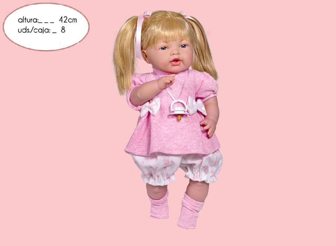 BAMBOLA MORBIDA ANA CON VESTITO ROSA 42 CM C/VOCE SCATOLA SING
