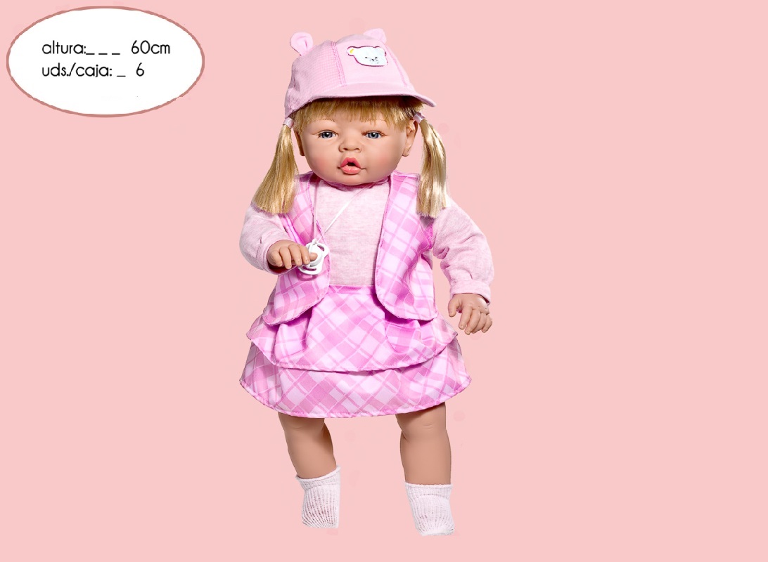 BAMBOLOTTO MORBIDO CON VESTITO ROSA 60 CM C/VOCE SCAT.SING.