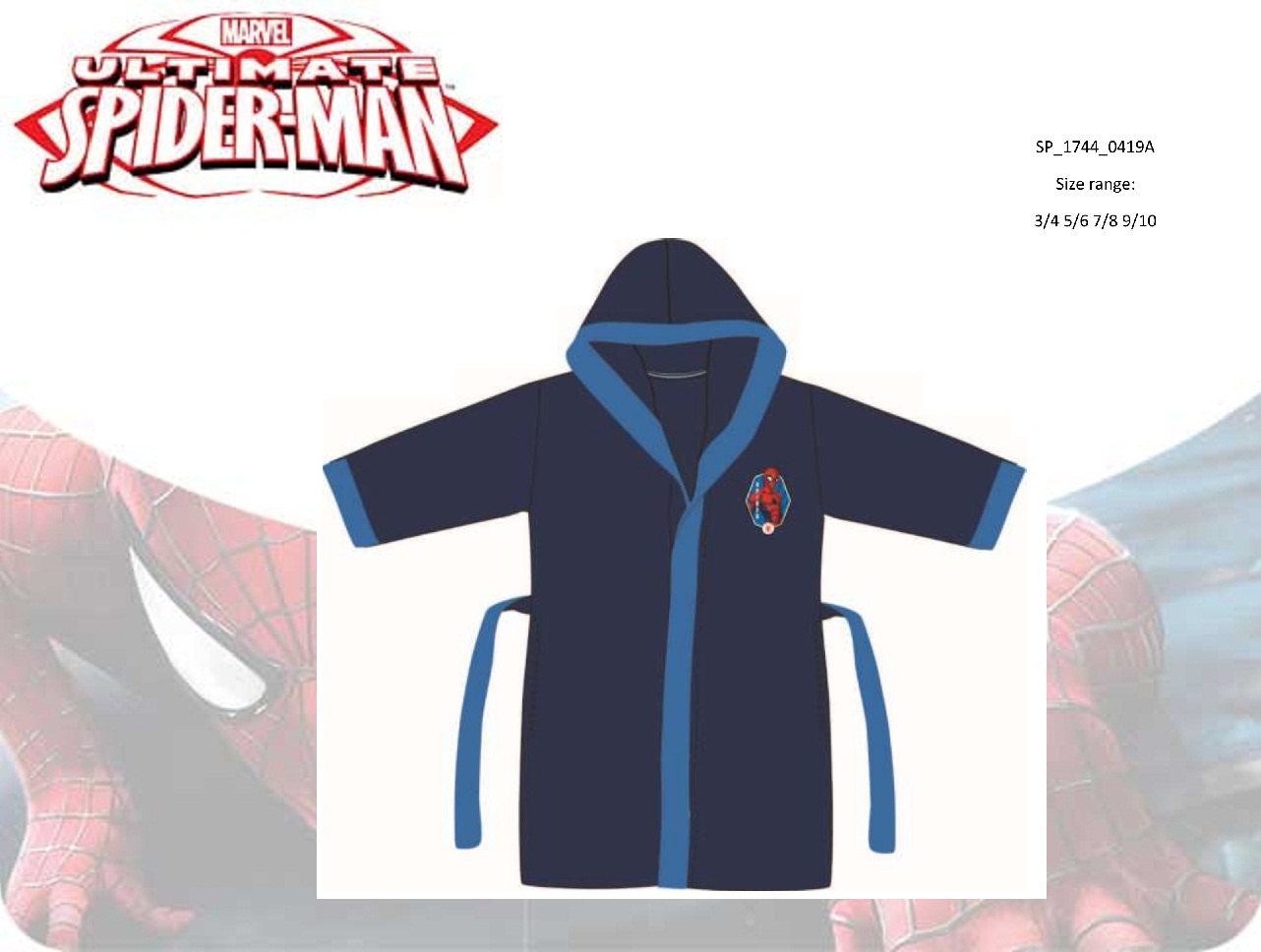 ACCAPPATOIO IN MICROFIBRA BLU SPIDERMAN TG. 5/6A