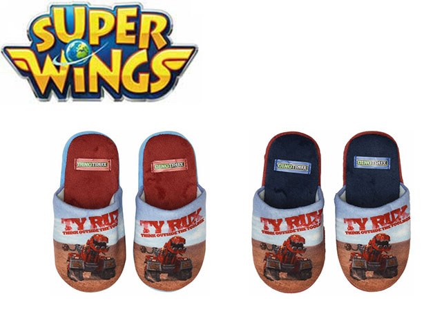 PANTOFOLE 100% POLYESTER (2 COLORI TG.25/32) DINOTRUX