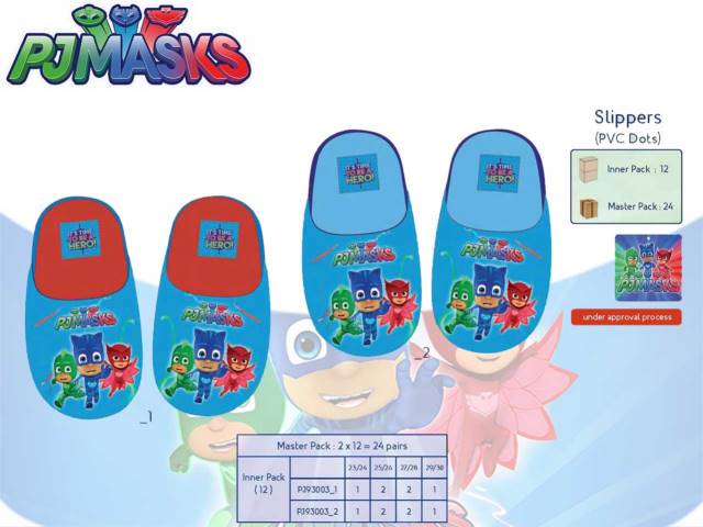 PANTOFOLE 100% POLYESTER (2 COLORI TG.23/30) PJ MASKS