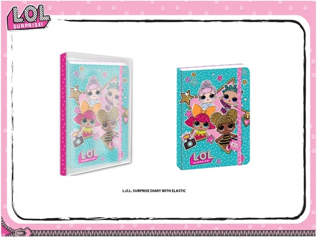 DIARIO GLITTER CON ELASTICO / CONFEZIONE IN SCATOLA REGALO LOL