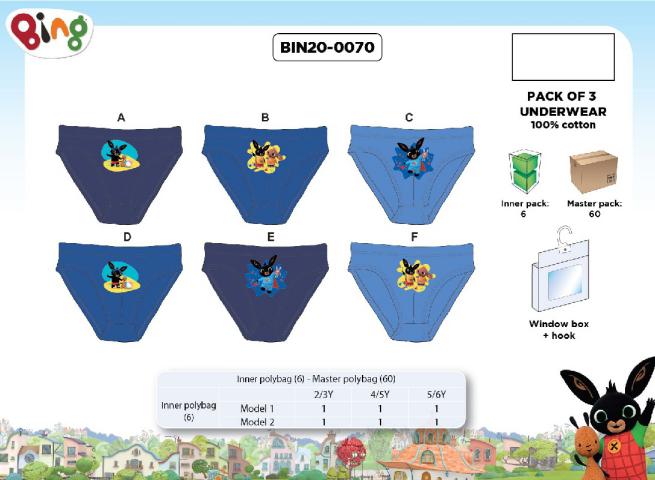 BING PACK OF 3 SLIP BOY