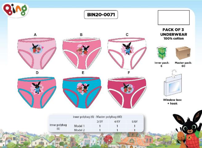 BING PACK OF 3 SLIP GIRL